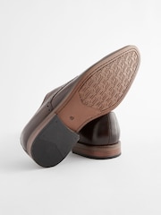 Brown Standard Fit Leather Contrast Sole Derby Shoes - Image 7 of 7
