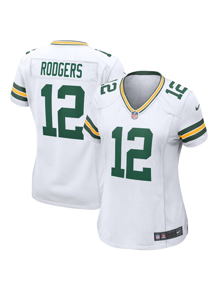 Green Bay Packers Road Game White Jersey - Aaron Rodgers Womens - Image 1 of 3