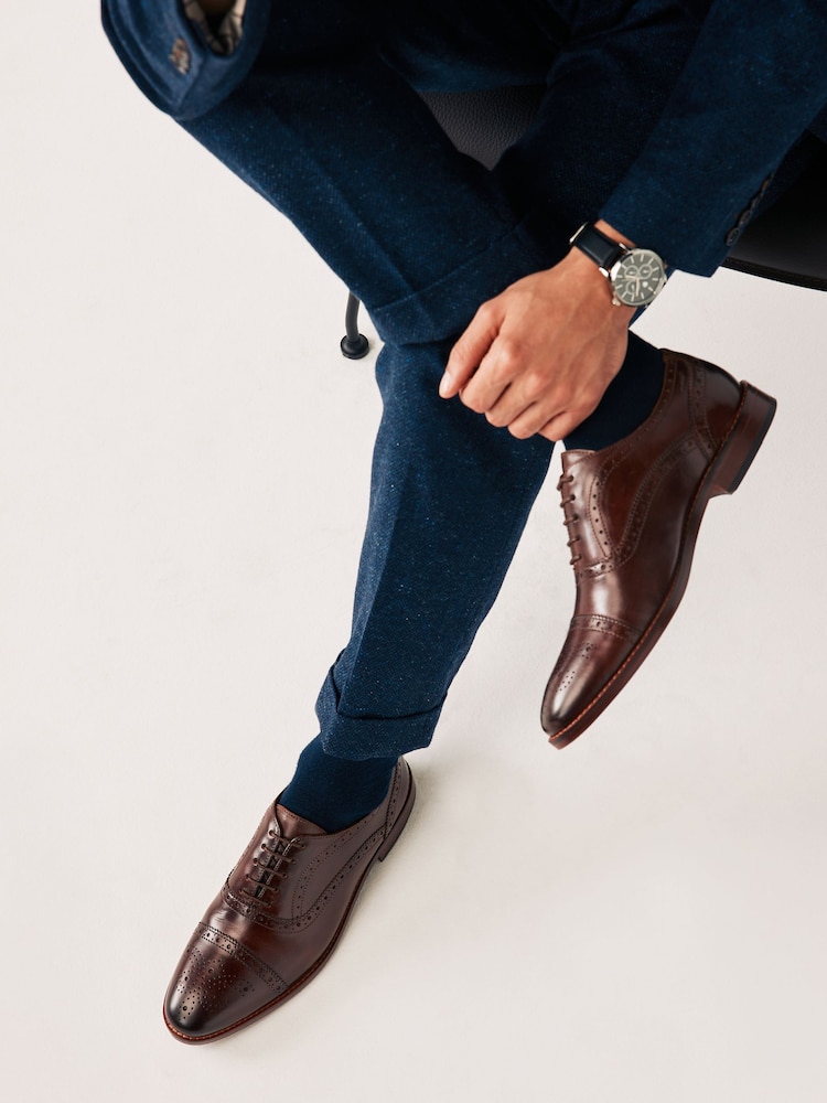 Brown Leather Oxford Toecap Brogues Shoes - Image 1 of 6
