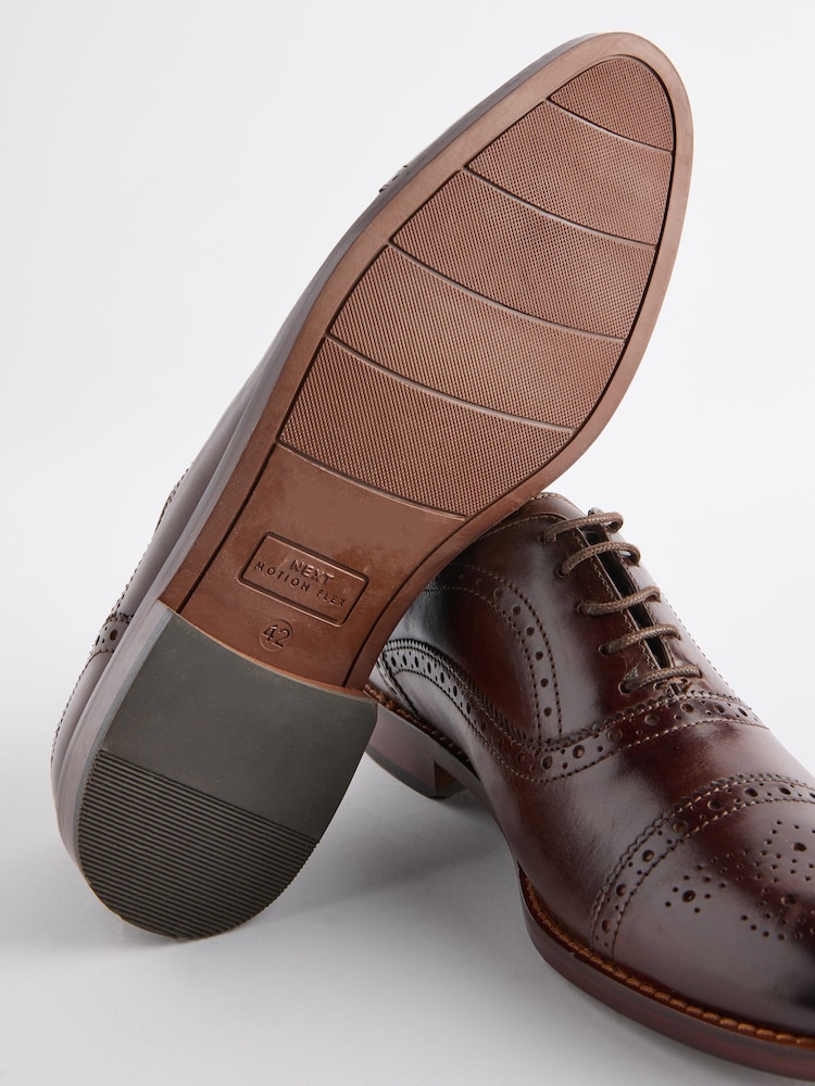 Brown Leather Oxford Toecap Brogues Shoes - Image 4 of 6