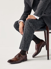 Brown Double Monk Shoes - Image 2 of 6