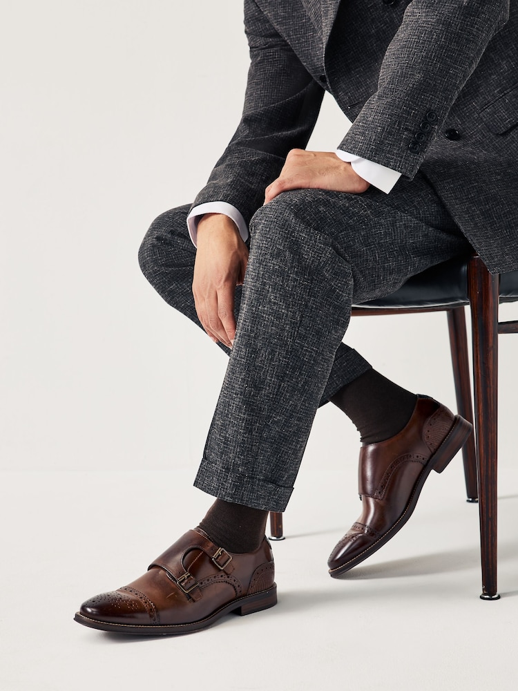 Brown Double Monk Shoes - Image 2 of 6