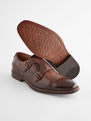Brown Double Monk Shoes - Image 5 of 6