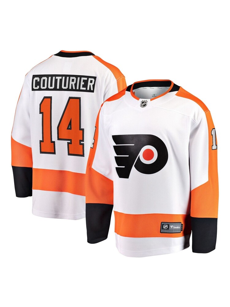 Fanatics Philadelphia Flyers Branded Away Breakaway Sean Couturier White Jersey - Image 1 of 3 Fanatics Philadelphia Flyers Branded Away Breakaway Sean Couturier White Jersey - Image 1 of 3