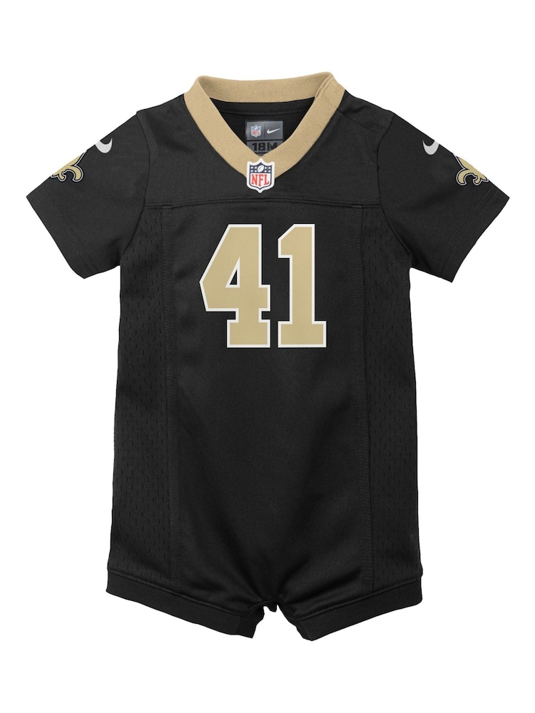 Fanatics Black New Orleans Saints Home Jersey Romper Newborn - Image 2 of 3