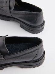 Black Leather Cleated Saddle Loafers - Image 6 of 6
