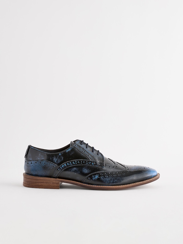 Mornarsko modra - Svetleči brogue čevlji Gloss - Slika 2 iz 6