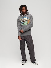 Superdry Grey Japanese Vintage Logo Graphic Hoodie - Image 1 of 6