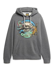 Superdry Grey Japanese Vintage Logo Graphic Hoodie - Image 4 of 6