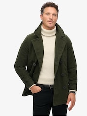 Superdry Green The Merchant Store Moleskin Pea Coat - Image 2 of 7