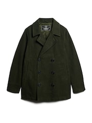 Superdry Green The Merchant Store Moleskin Pea Coat - Image 5 of 7