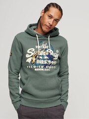 Superdry Green Japanese Vintage Logo Graphic Hoodie - Image 1 of 4