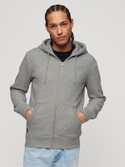 Superdry Grey/White Essential Logo Zip-Up Hoodie - Image 1 of 1