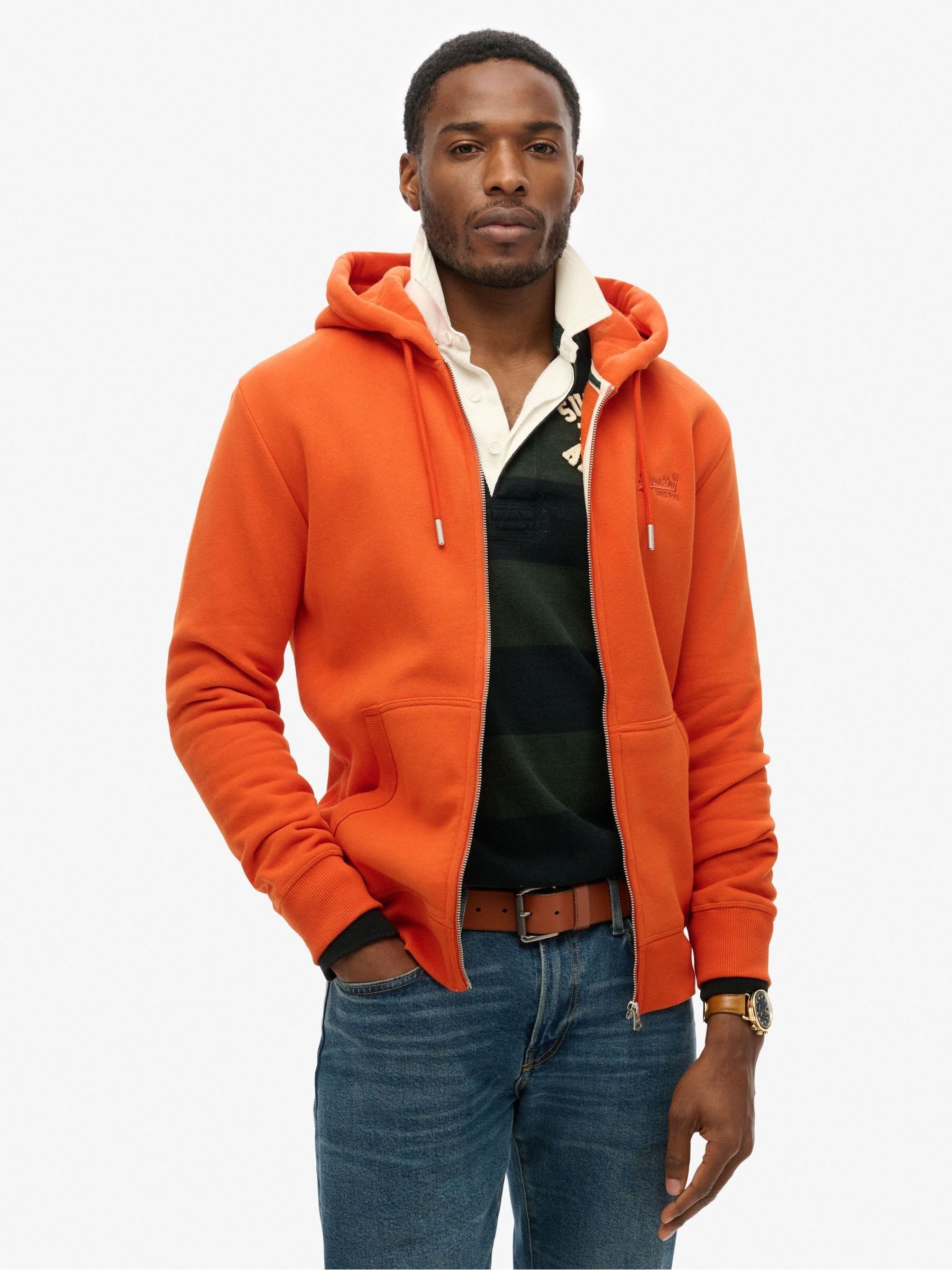 Buy Superdry Orange Essential Logo Zip Up Hoodie from the Next UK online shop