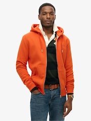 Superdry Orange Essential Logo Zip-Up Hoodie - Image 1 of 8