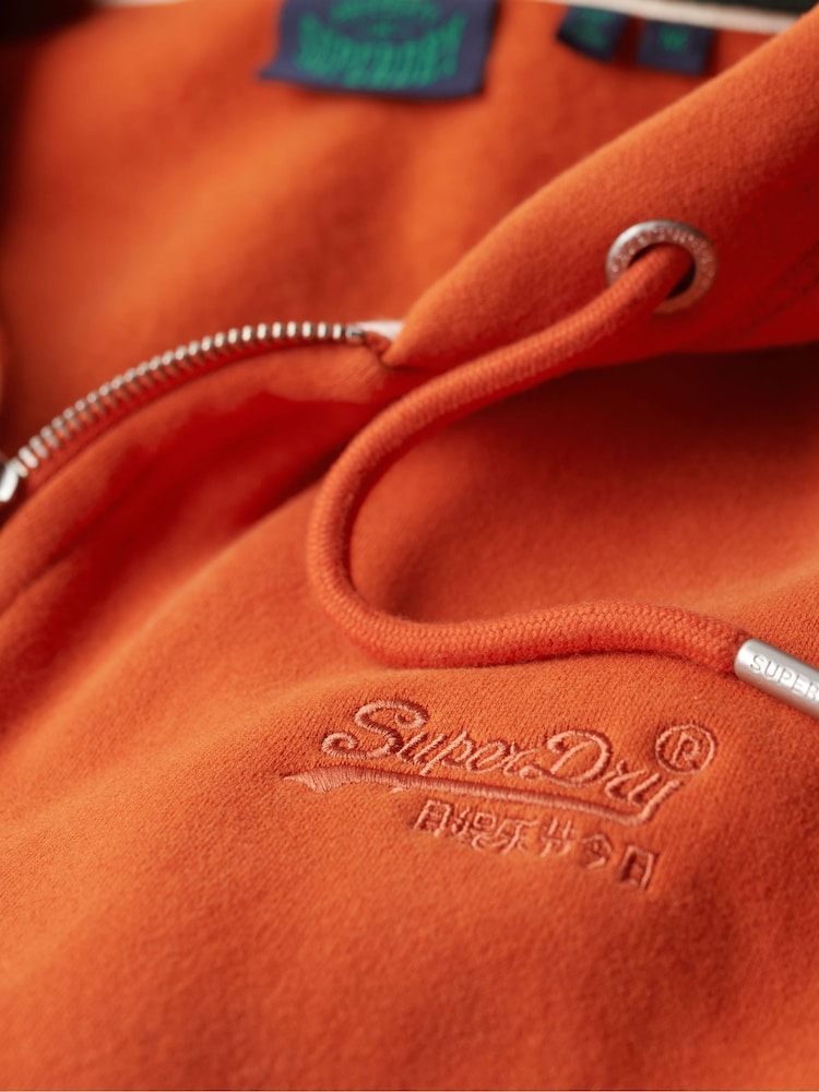 Superdry Orange Essential Logo Zip-Up Hoodie - Image 8 of 8