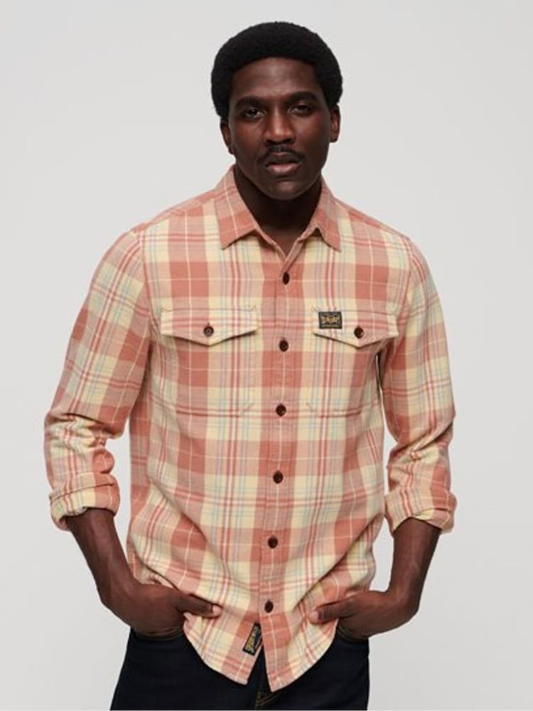 Superdry Pink Vintage Check 100% Cotton Overshirt - Image 1 of 6