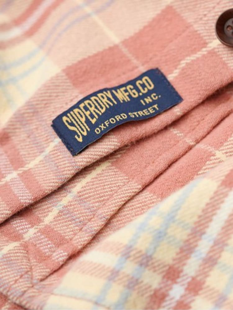 Superdry Pink Vintage Check 100% Cotton Overshirt - Image 6 of 6