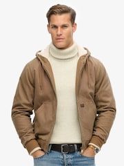 Superdry Brown Vintage Workwear Hooded Bomber Jacket - Image 2 of 7