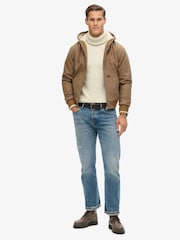 Superdry Brown Vintage Workwear Hooded Bomber Jacket - Image 3 of 7