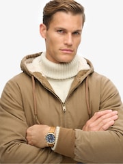 Superdry Brown Vintage Workwear Hooded Bomber Jacket - Image 4 of 7