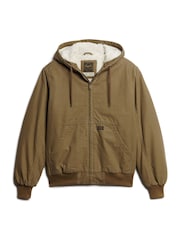 Superdry Brown Vintage Workwear Hooded Bomber Jacket - Image 5 of 7