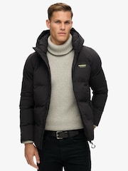 Superdry Black Hooded Water-Repellent Boxy Puffer Jacket - Image 1 of 8