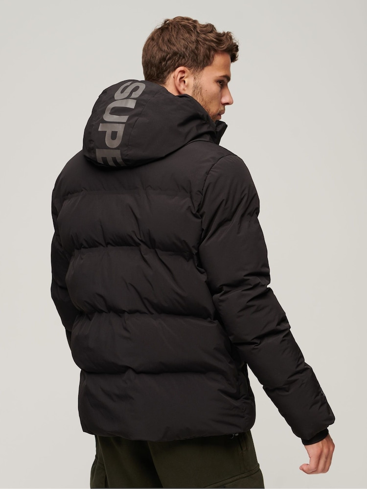 Superdry Black Hooded Water-Repellent Boxy Puffer Jacket - Image 10 of 10