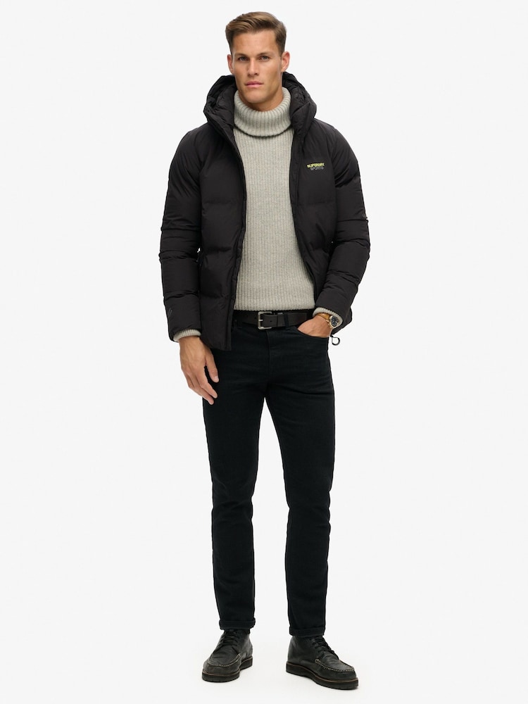 Superdry Black Hooded Water-Repellent Boxy Puffer Jacket - Image 2 of 8