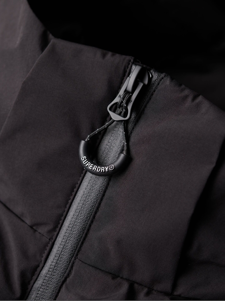 Superdry Black Hooded Water-Repellent Boxy Puffer Jacket - Image 8 of 8