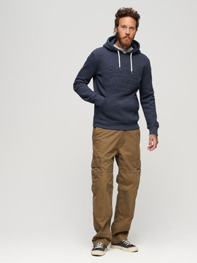 Superdry Blue Embossed Vintage Logo Hoodie - Image 2 of 6