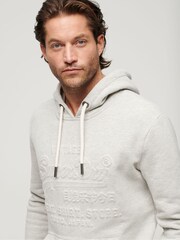 Superdry Grey Embossed Vintage Logo Hoodie - Image 3 of 5