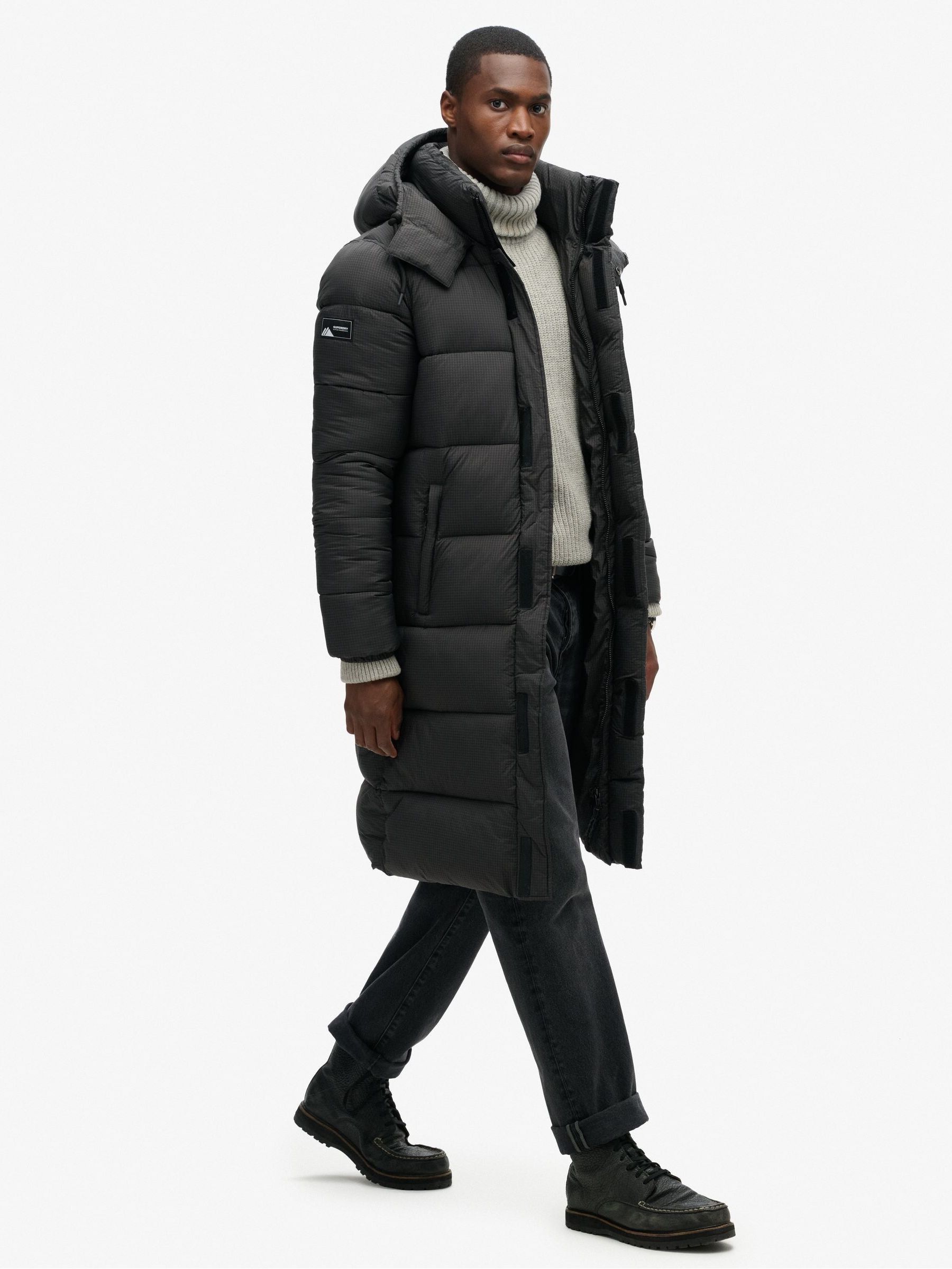 Buy Superdry Black Ripstop Longline Puffer Coat Jacket from Next