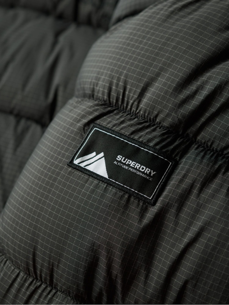 Superdry Black Ripstop Longline Puffer Coat Jacket - Image 6 of 7