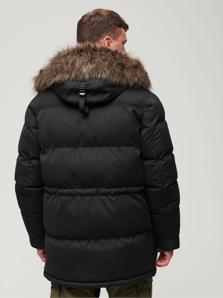 Superdry Black Chinook Faux Fur Parka Coat - Image 2 of 6