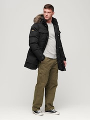 Superdry Black Chinook Faux Fur Parka Coat - Image 3 of 6