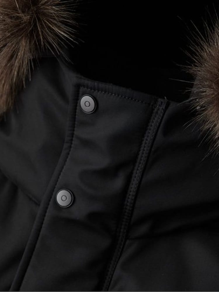 Superdry Black Chinook Faux Fur Parka Coat - Image 6 of 6