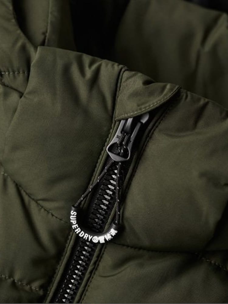 Superdry Green Hooded Fuji Sport Padded 100% Cotton Gilet - Image 4 of 4