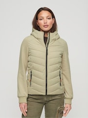 Superdry Green Hooded Storm Hybrid Padded Jacket - Image 1 of 7