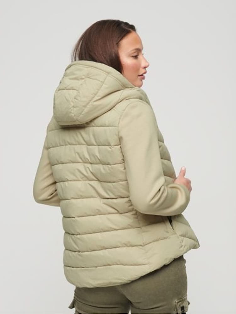 Superdry Green Hooded Storm Hybrid Padded Jacket - Image 2 of 7
