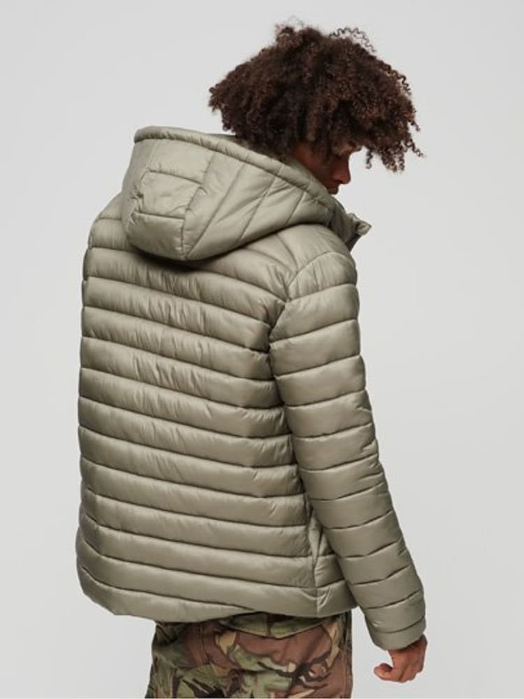 Superdry Gray Hooded Fuji Sport Padded Coat Jacket - Image 2 of 6
