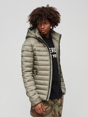 Superdry Gray Hooded Fuji Sport Padded Coat Jacket - Image 4 of 6
