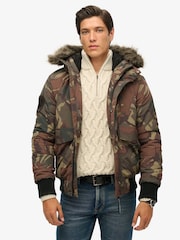 Superdry Green crome Hooded Everest Puffer Bomber Jacket - Image 1 of 6