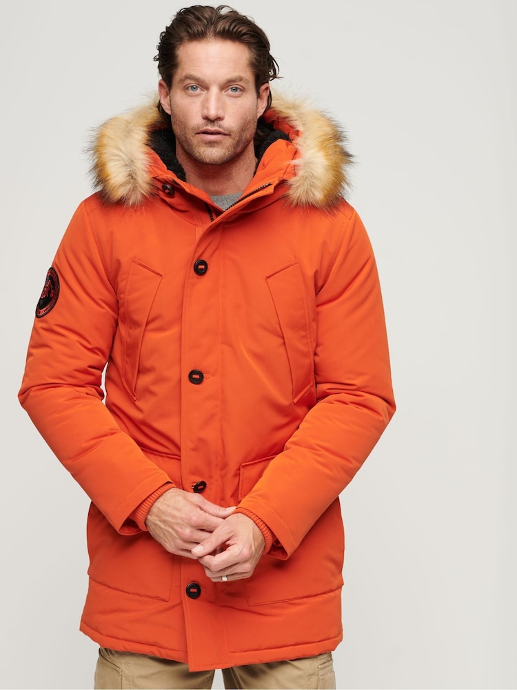 Superdry Orange Everest Faux Fur Hooded Water-Repellent Parka Coat - Image 1 of 4