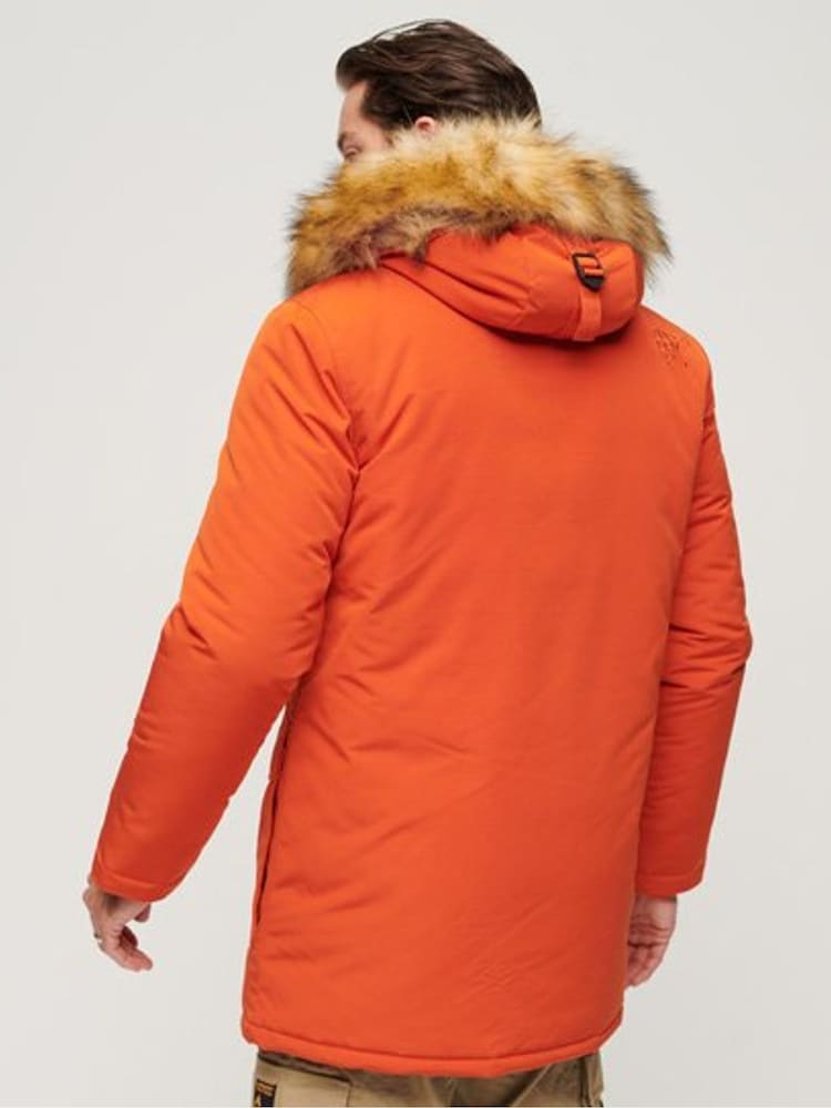 Superdry Orange Everest Faux Fur Hooded Water-Repellent Parka Coat - Image 2 of 4