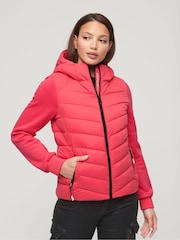 Superdry Pink Hooded Storm Hybrid Padded Jacket - Image 1 of 6
