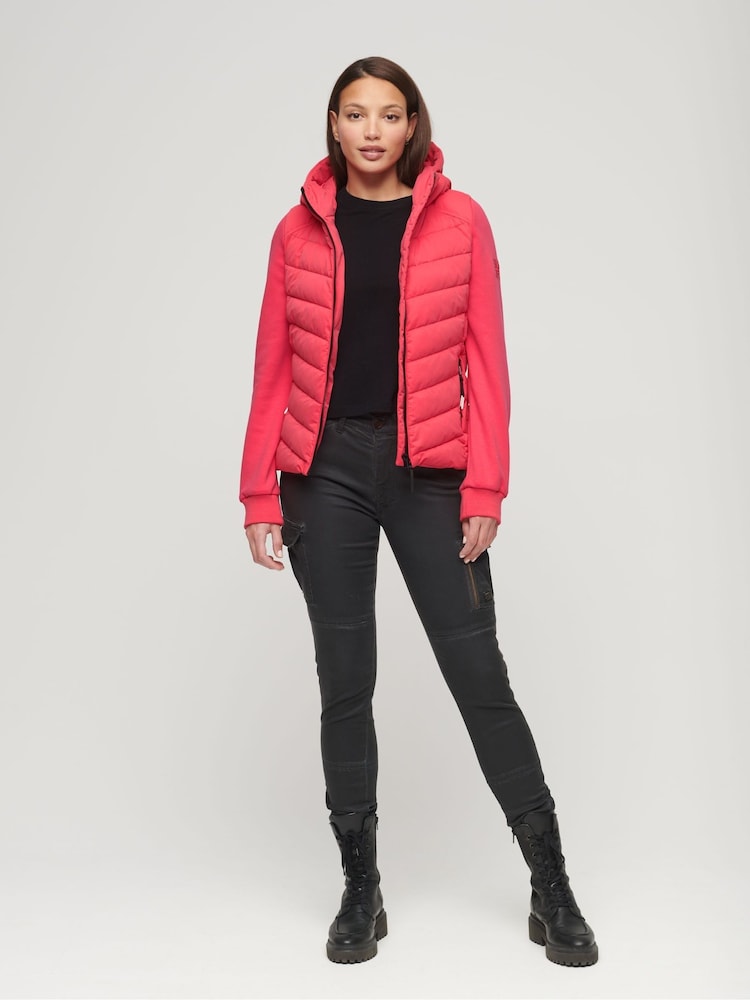 Superdry Pink Hooded Storm Hybrid Padded Jacket - Image 2 of 6