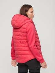 Superdry Pink Hooded Storm Hybrid Padded Jacket - Image 3 of 6