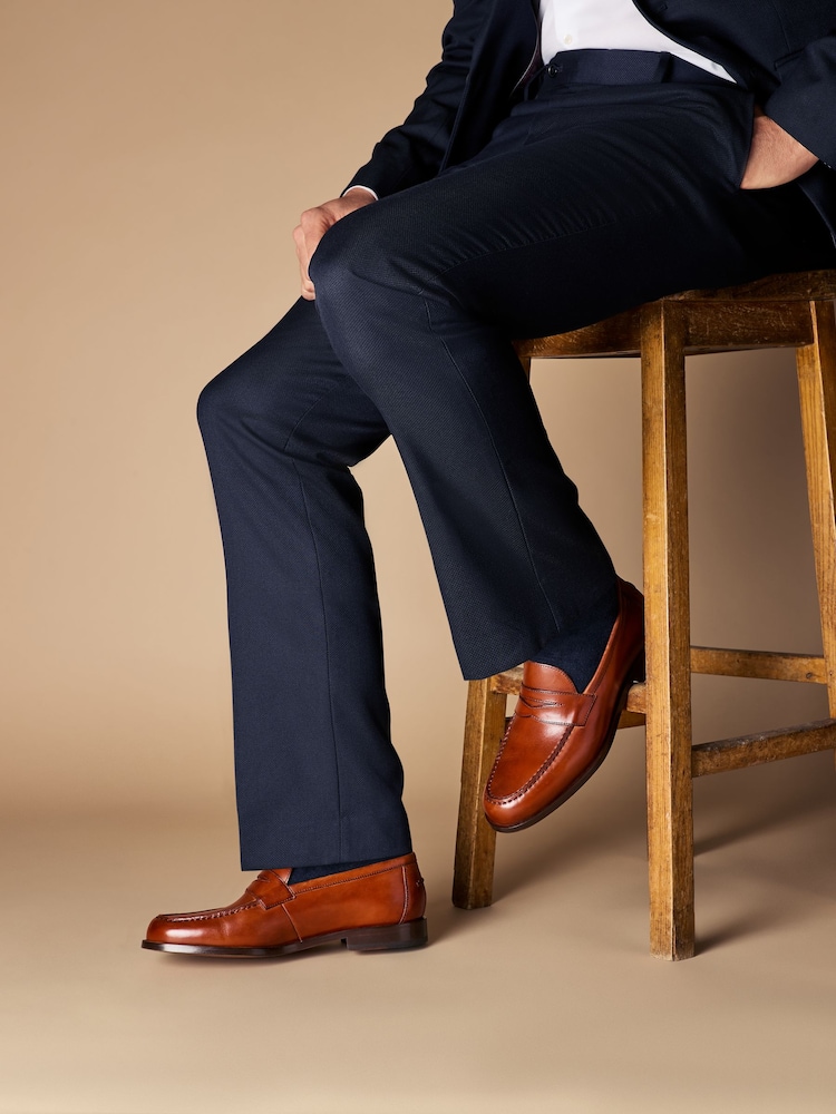 Tan Brown Signature Italian Leather Penny Loafers - Image 2 of 6