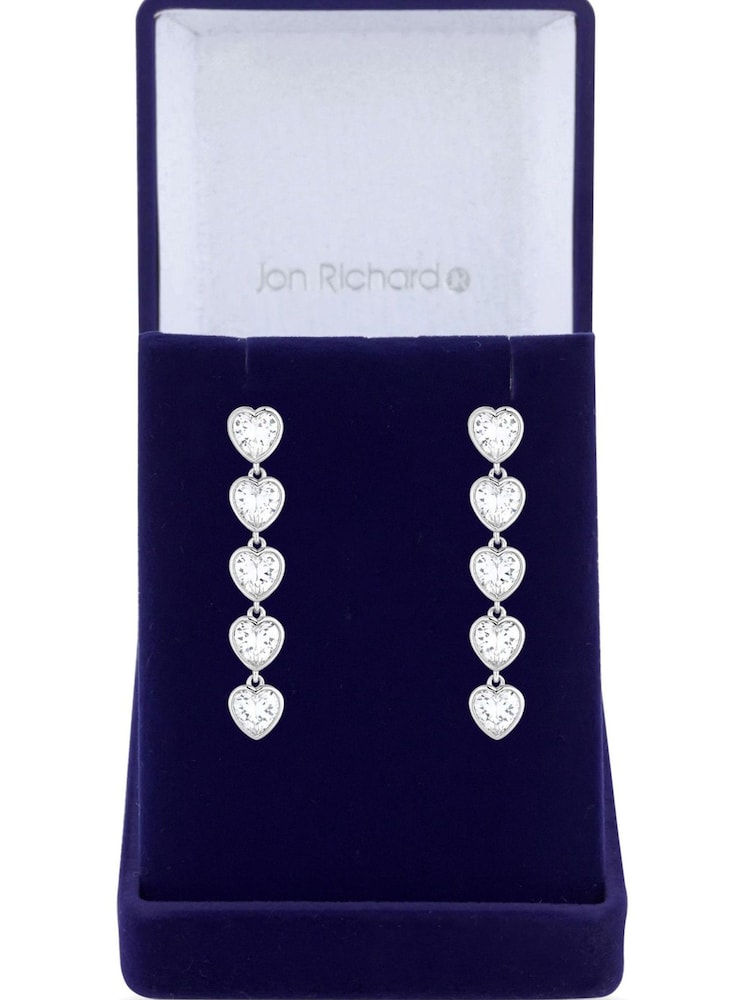 Jon Richard Silver Tone Cubic Zirconia Heart Gift Boxed Earrings - Image 1 of 4